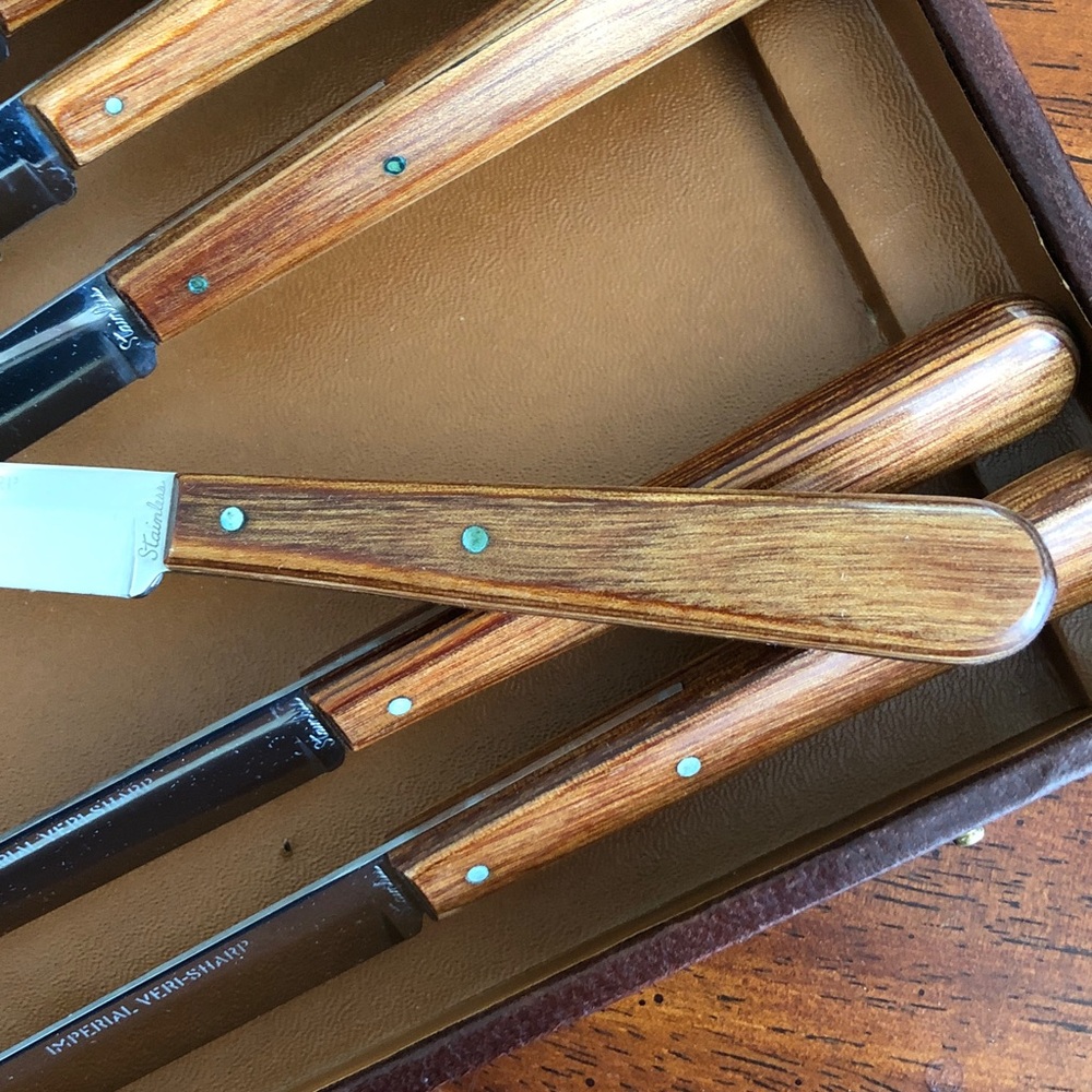 Vintage IMPERIAL VERI SHARP Wooden Knives Boxed Set